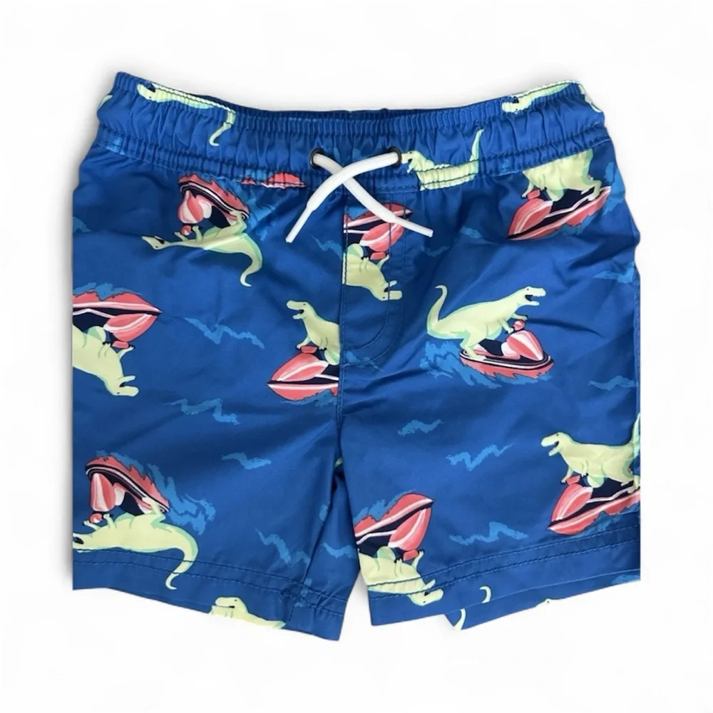 Carter’s Boys 2T Rash Guard Swim Trunks Set Dinosaur UPF 50 NWT